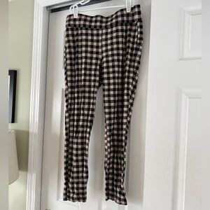 LOFT Black and Cream Checkered Leggings